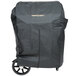 A black Crown Verity BBQ cover on a cart.