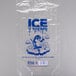 A clear plastic bag with the word "ice" on it.