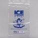 A clear plastic Choice ice bag with an ice print on it.