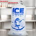A Choice clear plastic ice bag with ice print on a counter.