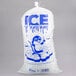 A clear plastic Choice ice bag with an ice print logo.