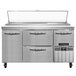 Continental Refrigerator CPA60-D 60" Customizable Pizza Prep Table with Two Drawers, One Full Size, and One Half Door Main Thumbnail 5