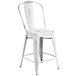 Flash Furniture ET-3534-24-WH-GG Distressed White Metal Counter Height Stool with Vertical Slat Back and Drain Hole Seat Main Thumbnail 1