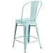 Flash Furniture ET-3534-24-DB-GG Distressed Green Blue Metal Counter Height Stool with Vertical Slat Back and Drain Hole Seat Main Thumbnail 2