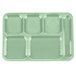 A green rectangular tray with six compartments.
