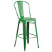 Flash Furniture ET-3534-30-GN-GG Distressed Green Metal Bar Height Stool with Vertical Slat Back and Drain Hole Seat Main Thumbnail 1