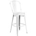 Flash Furniture ET-3534-30-WH-GG Distressed White Metal Bar Height Stool with Vertical Slat Back and Drain Hole Seat Main Thumbnail 1