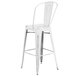 Flash Furniture ET-3534-30-WH-GG Distressed White Metal Bar Height Stool with Vertical Slat Back and Drain Hole Seat Main Thumbnail 2