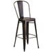 Flash Furniture ET-3534-30-COP-GG Distressed Copper Metal Bar Height Stool with Vertical Slat Back and Drain Hole Seat Main Thumbnail 1