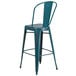 Flash Furniture ET-3534-30-KB-GG Distressed Kelly Blue-Teal Metal Bar Height Stool with Vertical Slat Back and Drain Hole Seat Main Thumbnail 2
