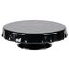 A black Elite Global Solutions melamine cake stand with a ruffled edge on a pedestal.