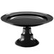 A black Elite Global Solutions cake stand with a round base.
