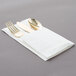 Visions Gold Heavy Weight Plastic Cutlery Set with White Linen-Feel Napkin - 50/Case Main Thumbnail 5