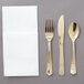 Visions Gold Heavy Weight Plastic Cutlery Set with White Pocket Fold Napkin - 50/Case Main Thumbnail 3