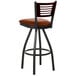 BFM Seating 2151SLBV-WASB Espy Sand Black Metal Bar Height Chair with Walnut Wooden Back and 2" Light Brown Vinyl Swivel Seat Main Thumbnail 2