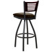 A BFM Seating bar stool with a black metal seat and back.