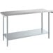 A white stainless steel table with a shelf.