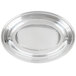 A stainless steel water pan with a round rim.