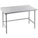 Advance Tabco TFSS-246 24" x 72" 14 Gauge Open Base Stainless Steel Commercial Work Table with 1 1/2" Backsplash Main Thumbnail 1