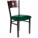 BFM Seating 2152CGNV-MHSB Darby Sand Black Metal Side Chair with Mahogany Wooden Back and 2" Green Vinyl Seat Main Thumbnail 1