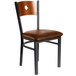 BFM Seating 2152CLBV-CHSB Darby Sand Black Metal Side Chair with Cherry Wooden Back and 2" Light Brown Vinyl Seat Main Thumbnail 1
