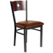 BFM Seating 2152CLBV-MHSB Darby Sand Black Metal Side Chair with Mahogany Wooden Back and 2" Light Brown Vinyl Seat Main Thumbnail 1