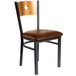 BFM Seating 2152CLBV-NTSB Darby Sand Black Metal Side Chair with Natural Wooden Back and 2" Light Brown Vinyl Seat Main Thumbnail 1