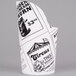 An American Metalcraft white paper French fry cup with black and white circus-themed images.