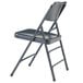 A National Public Seating Char-Blue metal folding chair with a black seat and back.