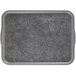 A rectangular gray Cambro tray with gray handles.