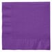 A Creative Converting amethyst purple luncheon napkin with a plain edge.