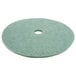 A Scrubble by ACS 31-27 aqua green circular floor pad with a hole in the middle.