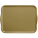 An olive green Cambro rectangular cafeteria tray with handles.