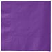 A Creative Converting amethyst purple luncheon napkin on a white background.