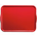 A red rectangular Cambro tray with handles.