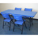 National Public Seating 604 Black Metal Folding Chair with Blue Blow Molded Plastic Back and Seat Main Thumbnail 4