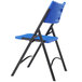National Public Seating 604 Black Metal Folding Chair with Blue Blow Molded Plastic Back and Seat Main Thumbnail 3