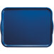 A blue Cambro rectangular tray with white handles.