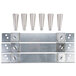 A set of six Master-Bilt stainless steel refrigeration equipment legs.
