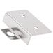 A stainless steel Master-Bilt lid locking kit bracket with two holes.