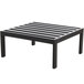 A black square aluminum table with metal legs.