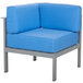 A BFM Seating Belmar aluminum cushion armchair with a left armrest in soft gray.