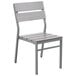 BFM Seating PH202CGRTK-SG Seaside Soft Gray Stackable Aluminum Outdoor / Indoor Side Chair with Gray Synthetic Teak Back and Seat Main Thumbnail 1