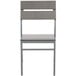 A BFM Seating grey aluminum chair with grey synthetic teak back and seat.