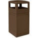 A brown rectangular Commercial Zone PolyTec waste container with a dome lid.