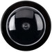 A close-up of a black Fineline Tiny Temptations round tray with a clear lid.