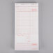 A white receipt with red lines and a white bottom guest receipt.