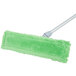 A green Unger SmartColor microfiber mop pad with a white handle attached to a white mop holder.