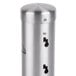 A stainless steel Aarco wall mounted cigarette and ash receptacle with two holes.