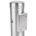 A stainless steel Aarco wall mounted cigarette and ash receptacle with a metal lid.